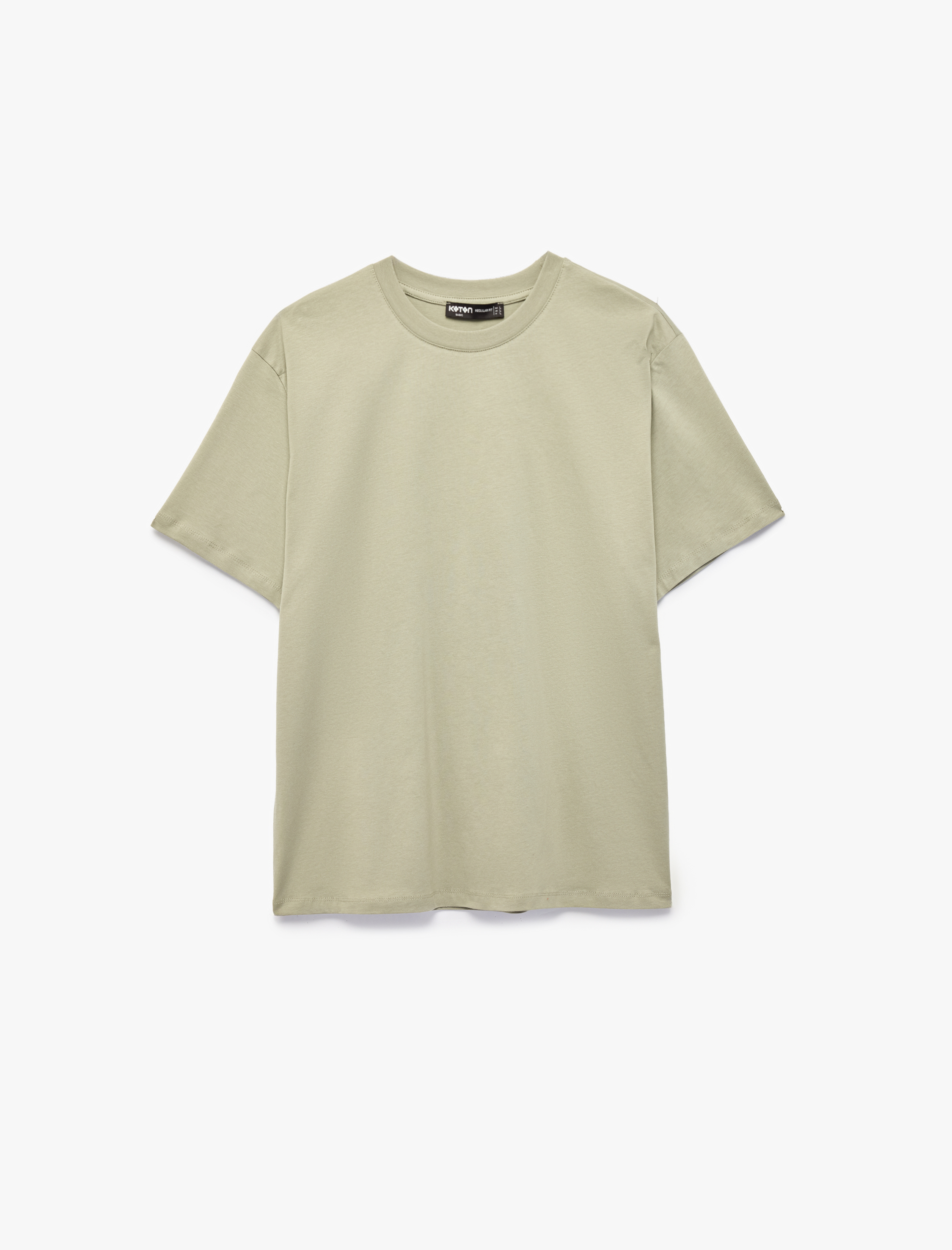 Regular Fit Kısa Kollu Bisiklet Yaka Basic Pamuklu Tişört - Görsel 3