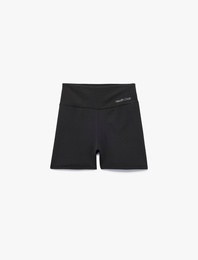 Yüksek Bel Slim Fit Baskılı Spor Biker Tayt