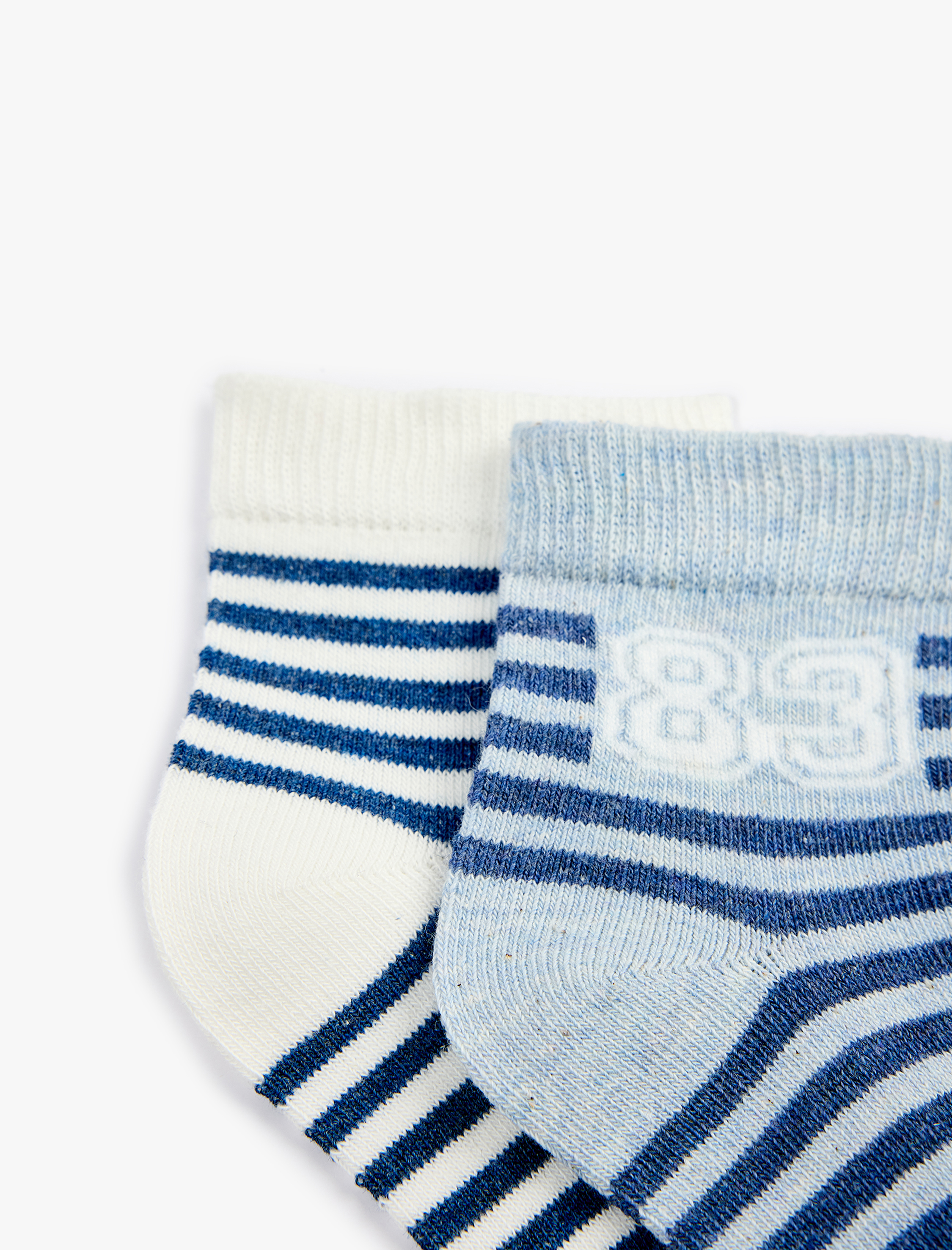  Erkek Çocuk Pamuklu 2'li Çizgili Soket Çorap Seti