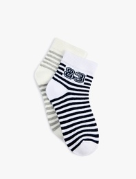 Pamuklu 2'li Çizgili Soket Çorap Seti