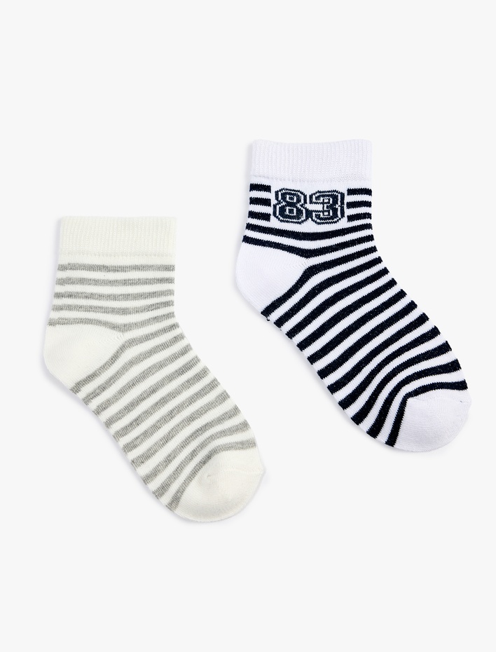 Erkek Çocuk Pamuklu 2'li Çizgili Soket Çorap Seti