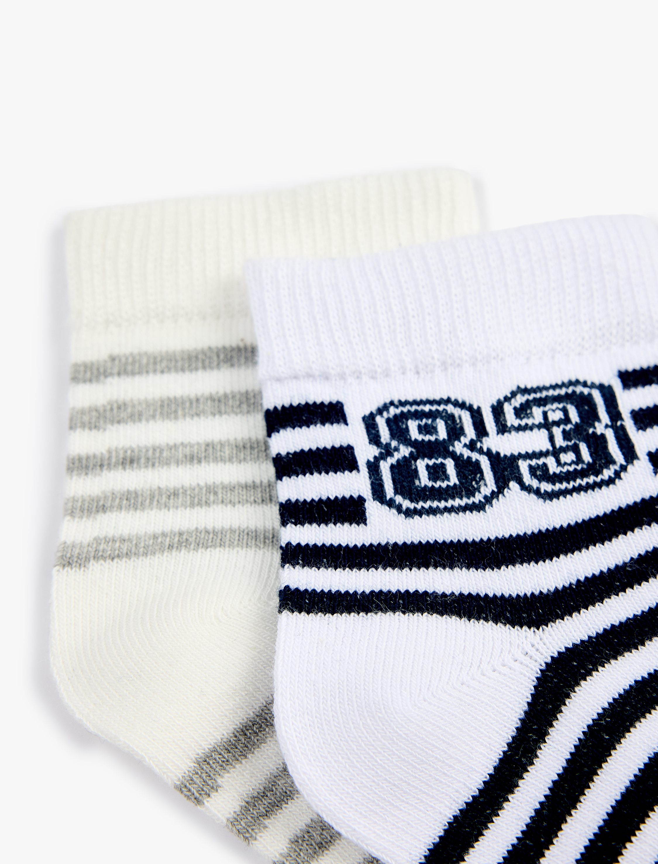  Erkek Çocuk Pamuklu 2'li Çizgili Soket Çorap Seti