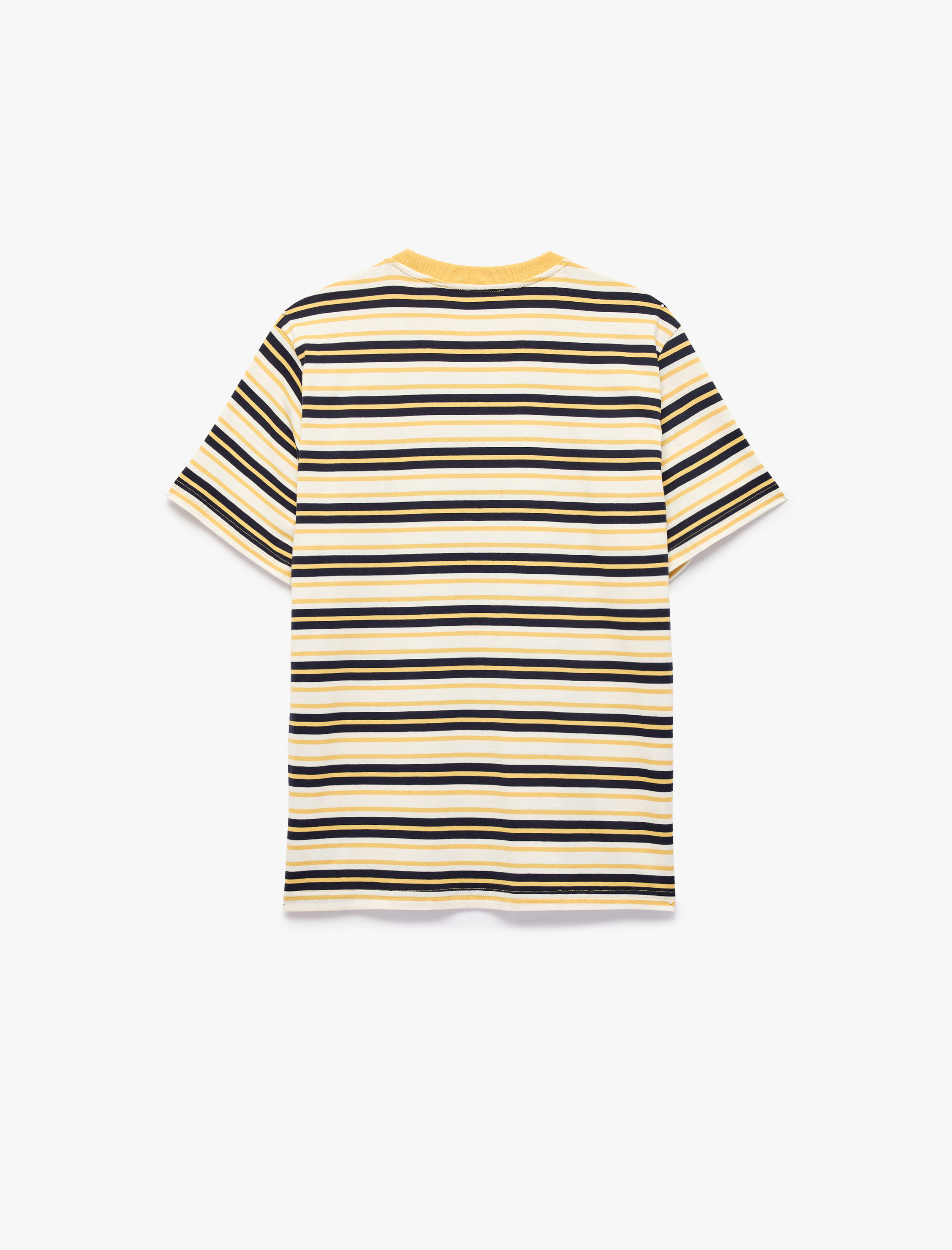   Regular Fit Kısa Kollu Bisiklet Yaka Pamuklu Çizgili Tişört