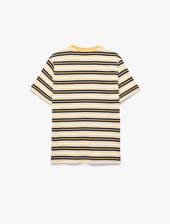  Regular Fit Kısa Kollu Bisiklet Yaka Pamuklu Çizgili Tişört