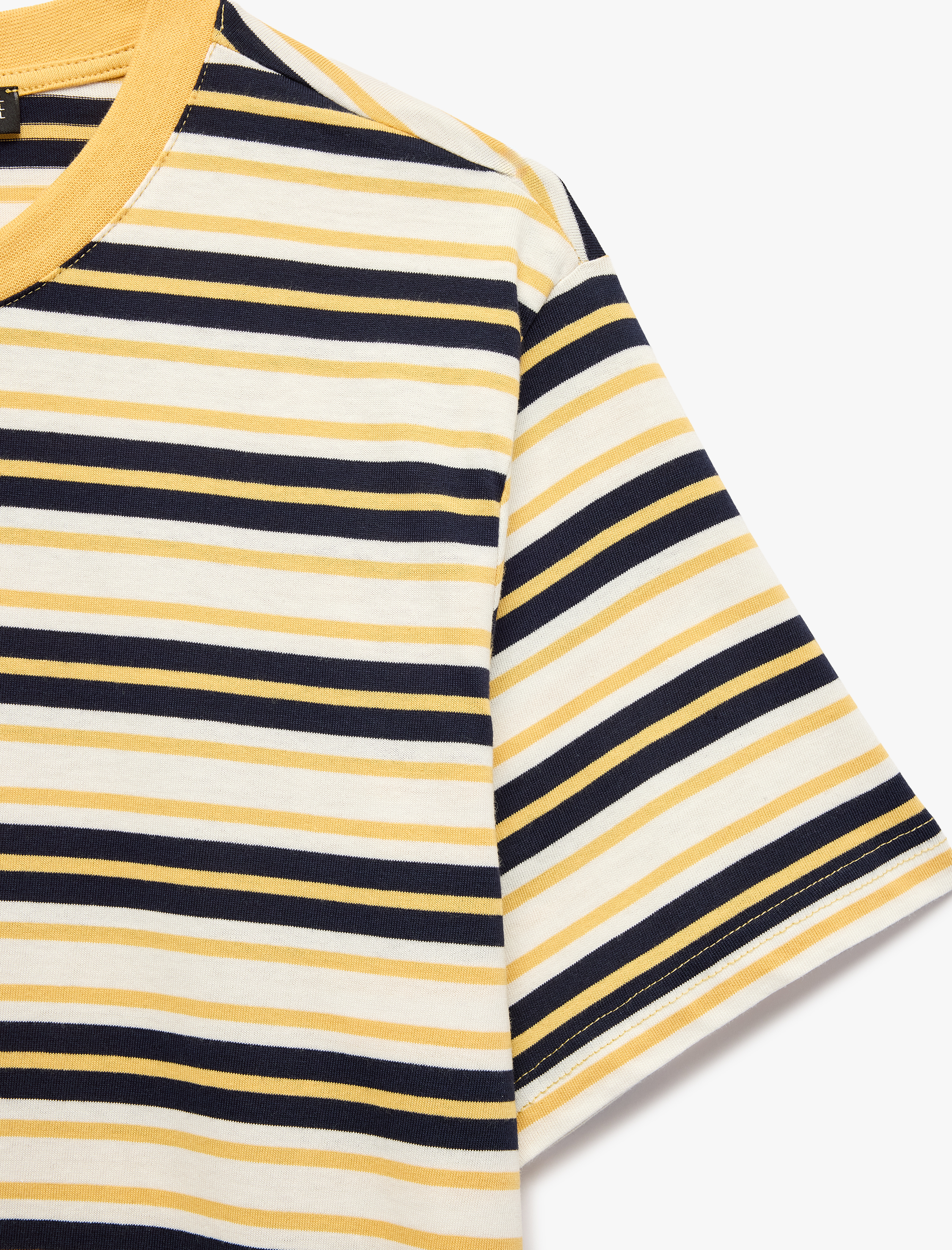   Regular Fit Kısa Kollu Bisiklet Yaka Pamuklu Çizgili Tişört