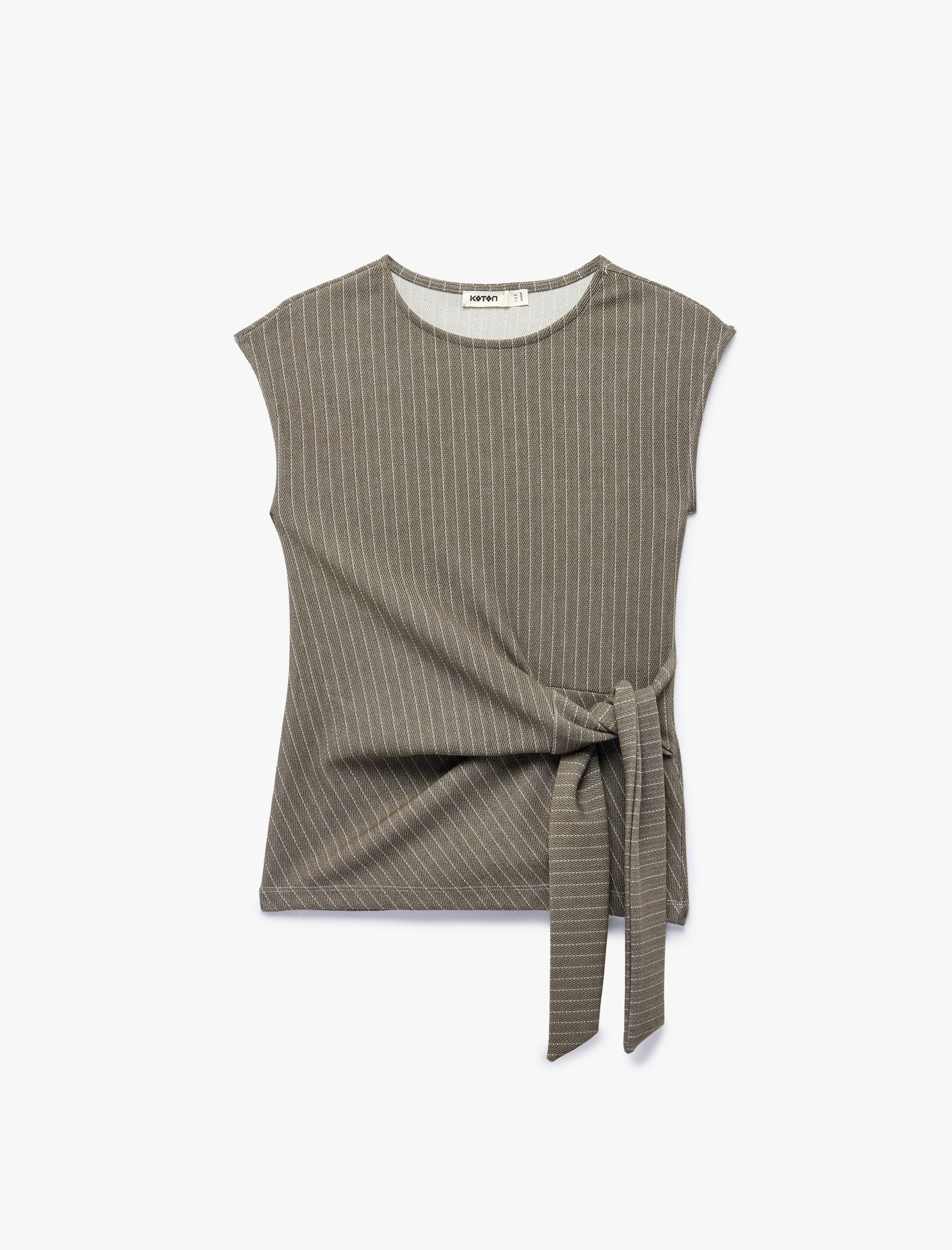   Bağlama Detaylı Çizgili Kolsuz Bluz