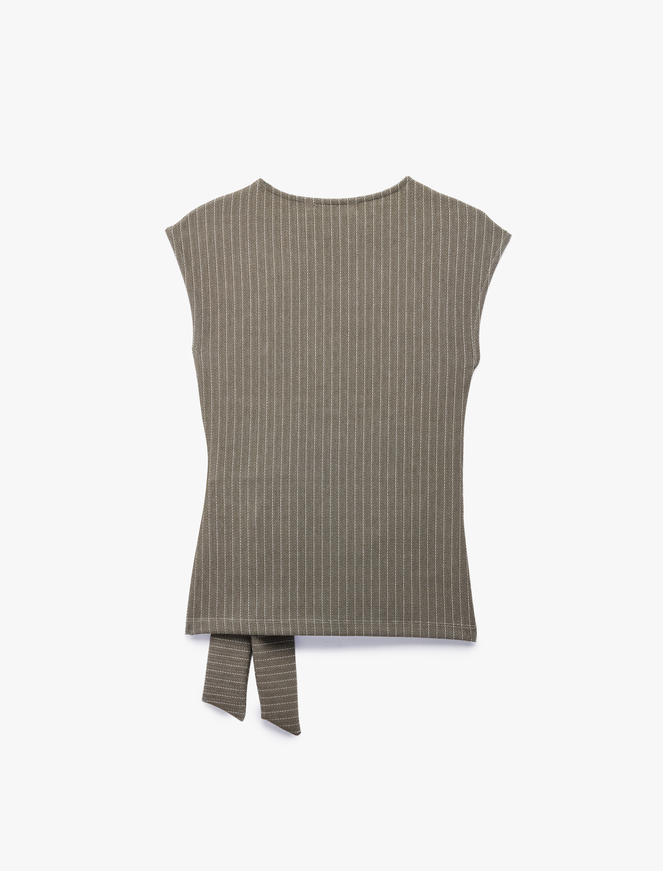   Bağlama Detaylı Çizgili Kolsuz Bluz