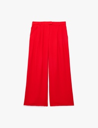 Cepli Pile Detaylı Geniş Paça Palazzo Pantolon