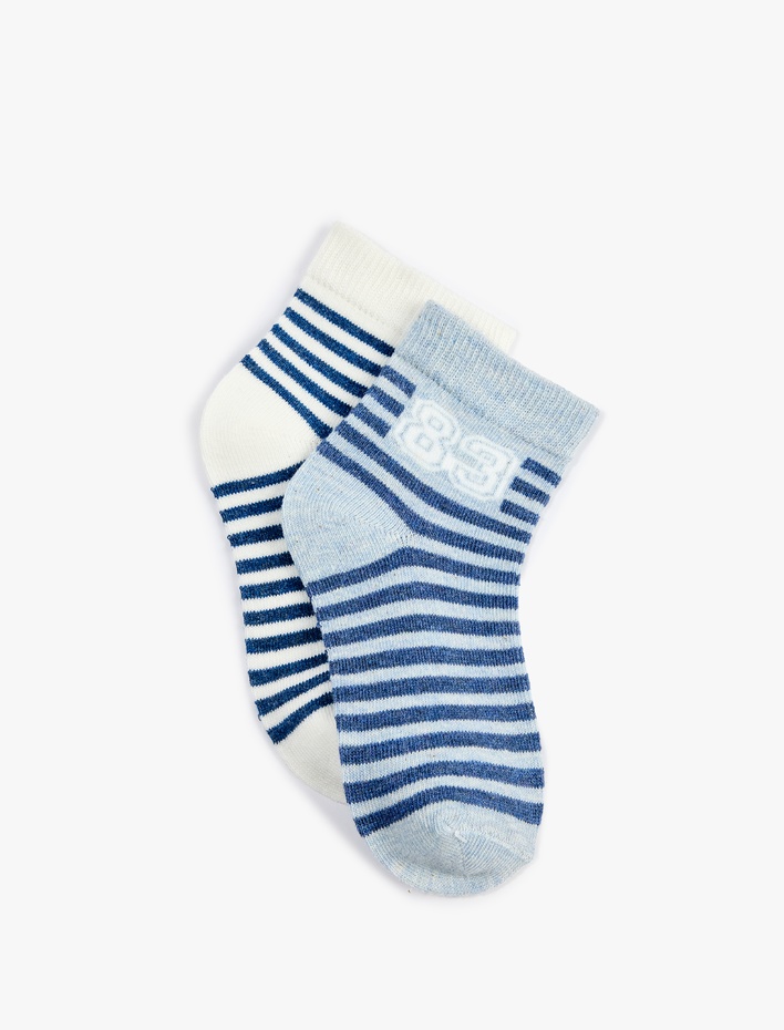 Erkek Çocuk Pamuklu 2'li Çizgili Soket Çorap Seti