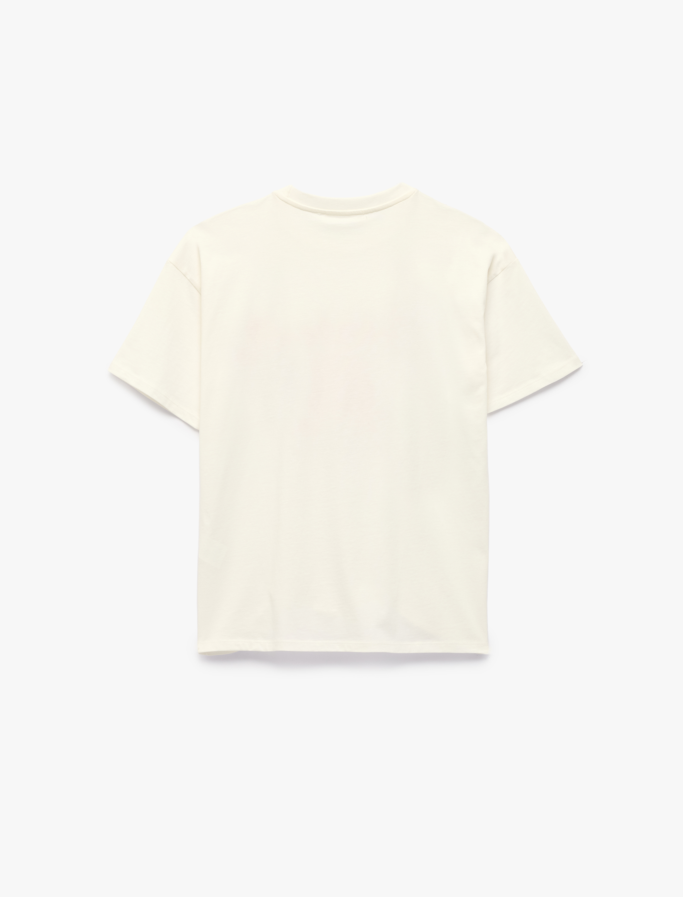   Kısa Kollu Bisiklet Yaka Çilek Baskılı Rahat Kalıp Pamuklu Tişört