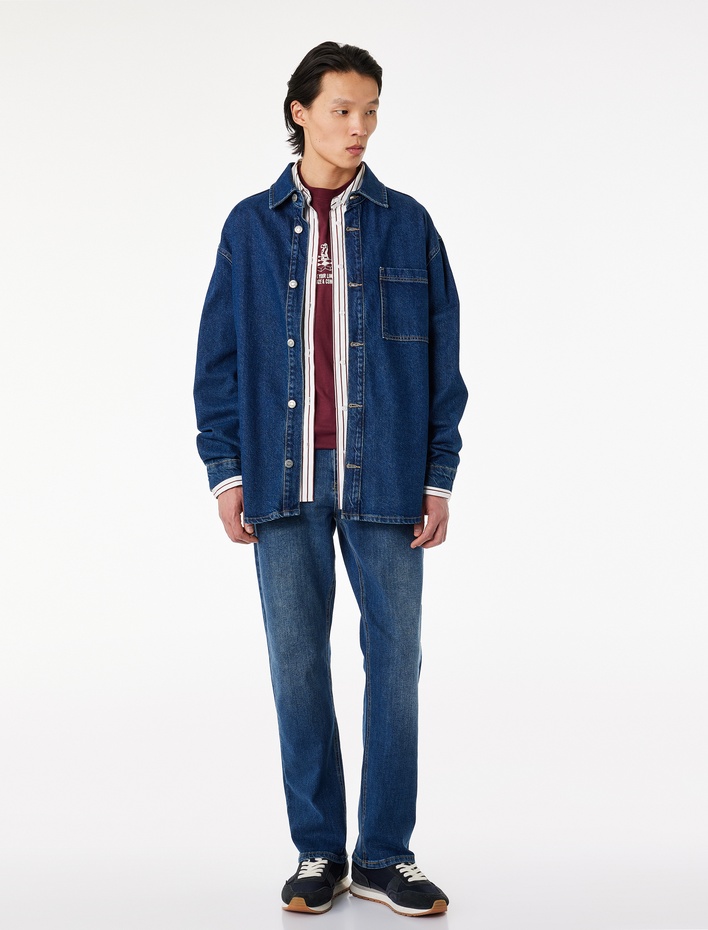  Cepli Düz Paça Pamuklu Straight Fit Jean Pantolon - Mark Jean