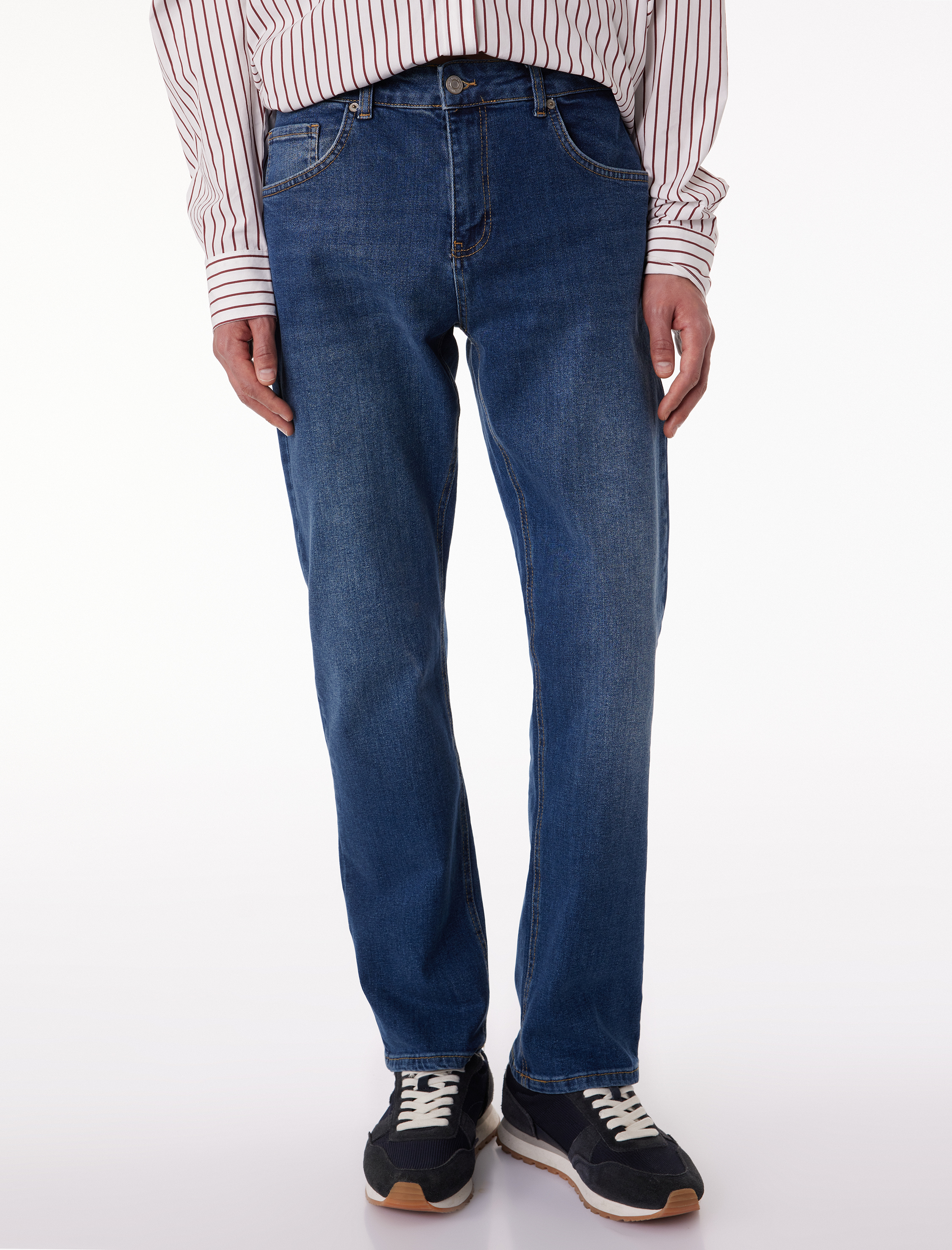   Cepli Düz Paça Pamuklu Straight Fit Jean Pantolon - Mark Jean