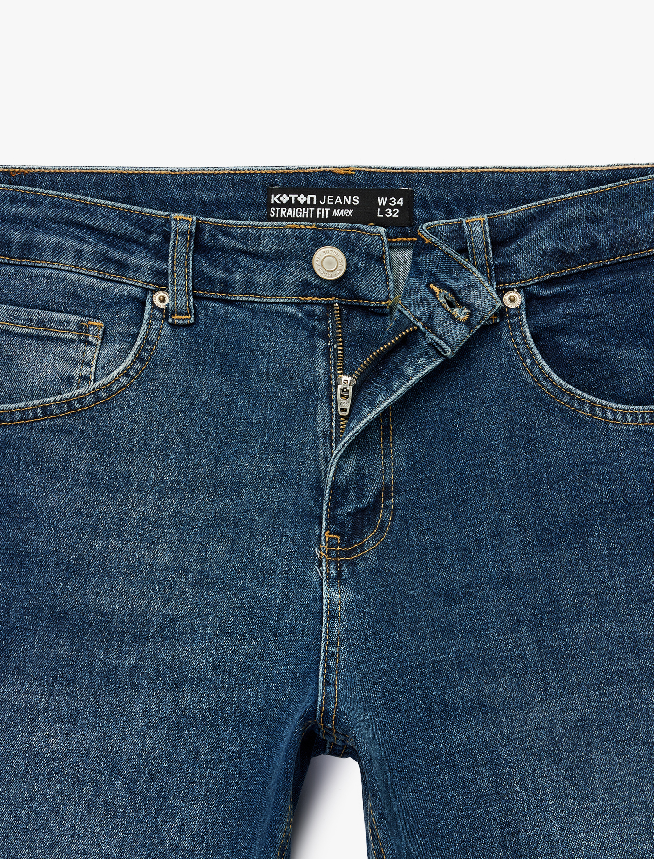   Cepli Düz Paça Pamuklu Straight Fit Jean Pantolon - Mark Jean