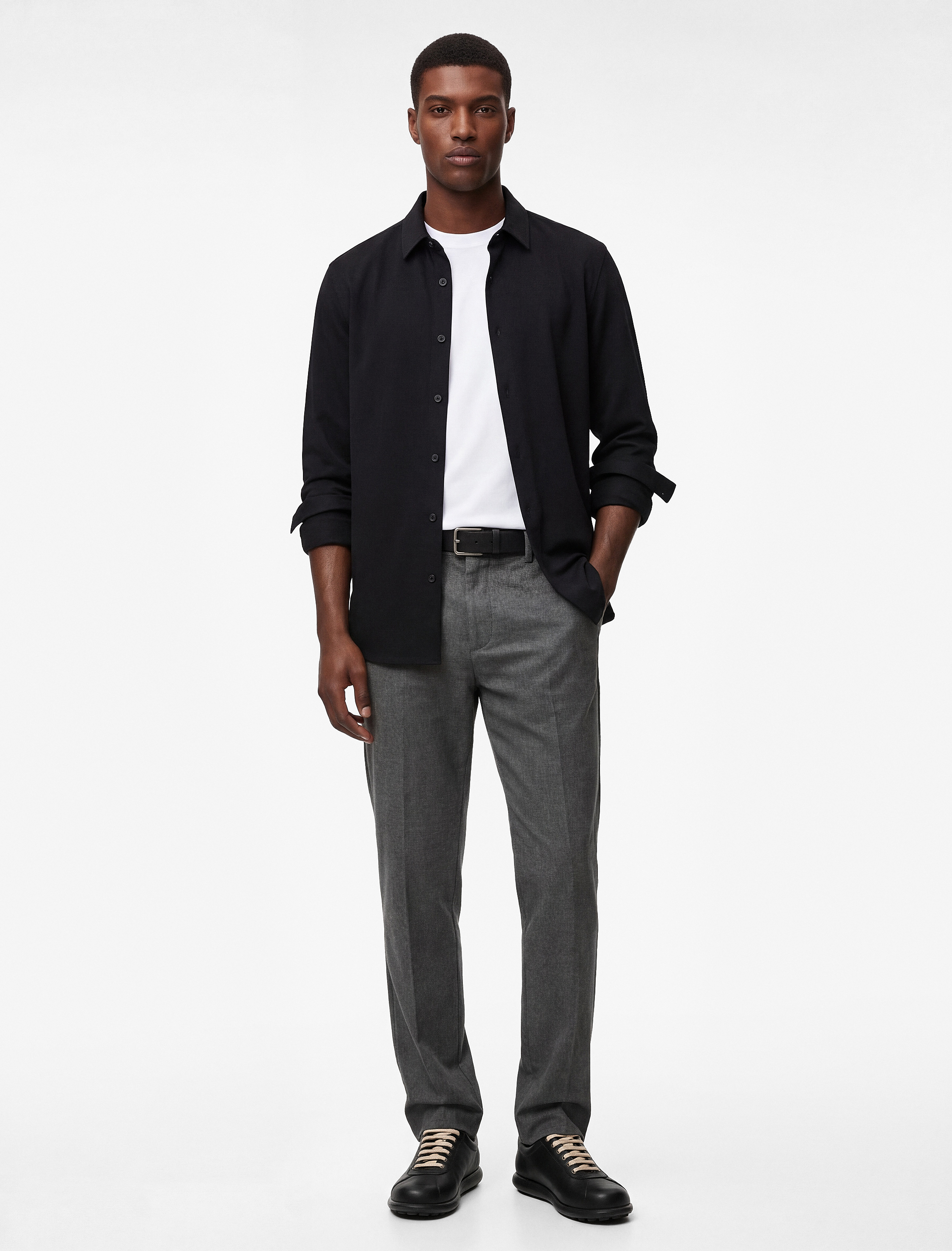   Regular Fit Uzun Kollu Düğmeli Klasik Yarım İtalyan Yaka Gömlek