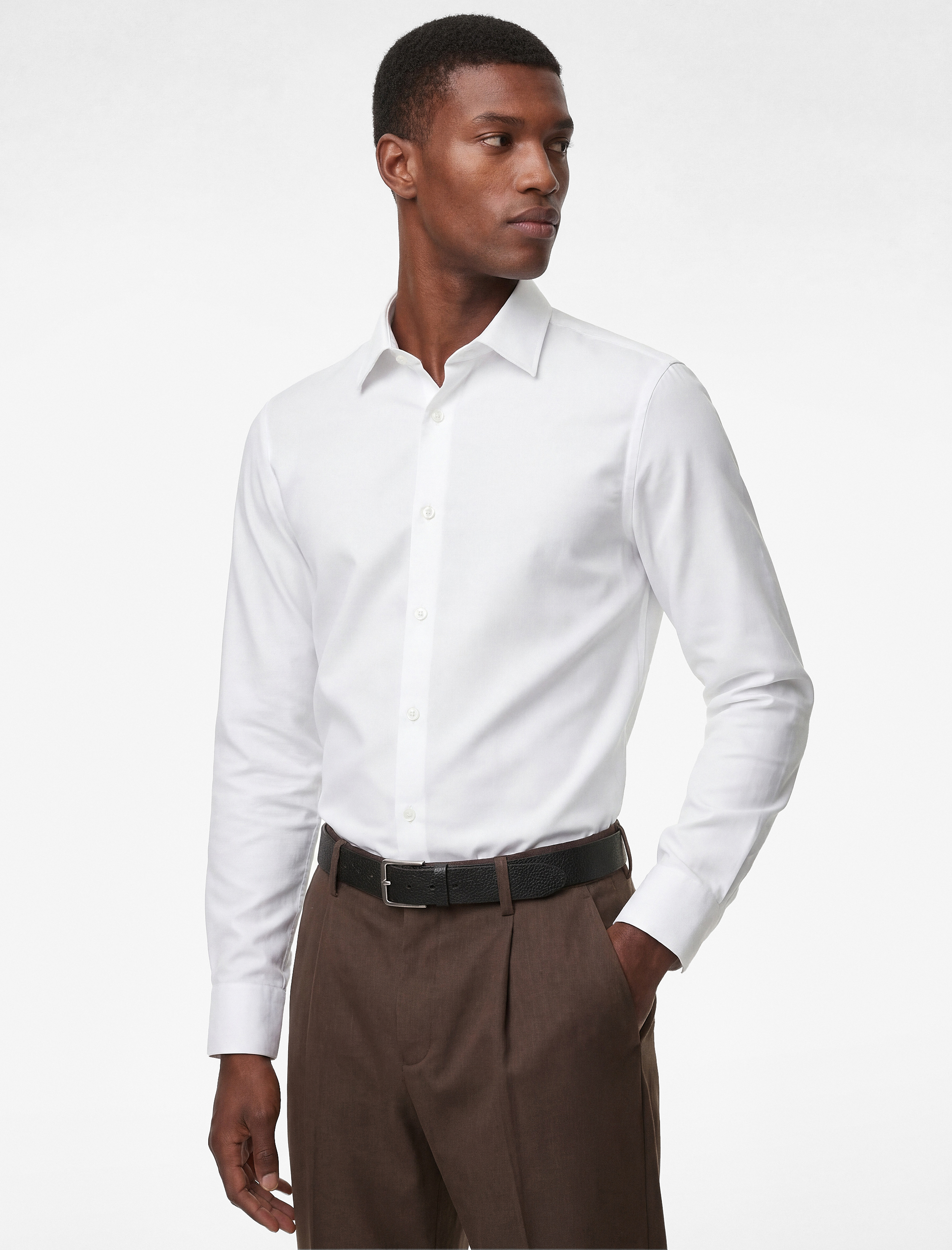   Uzun Kollu Yarım İtalyan Yaka Slim Fit Gömlek