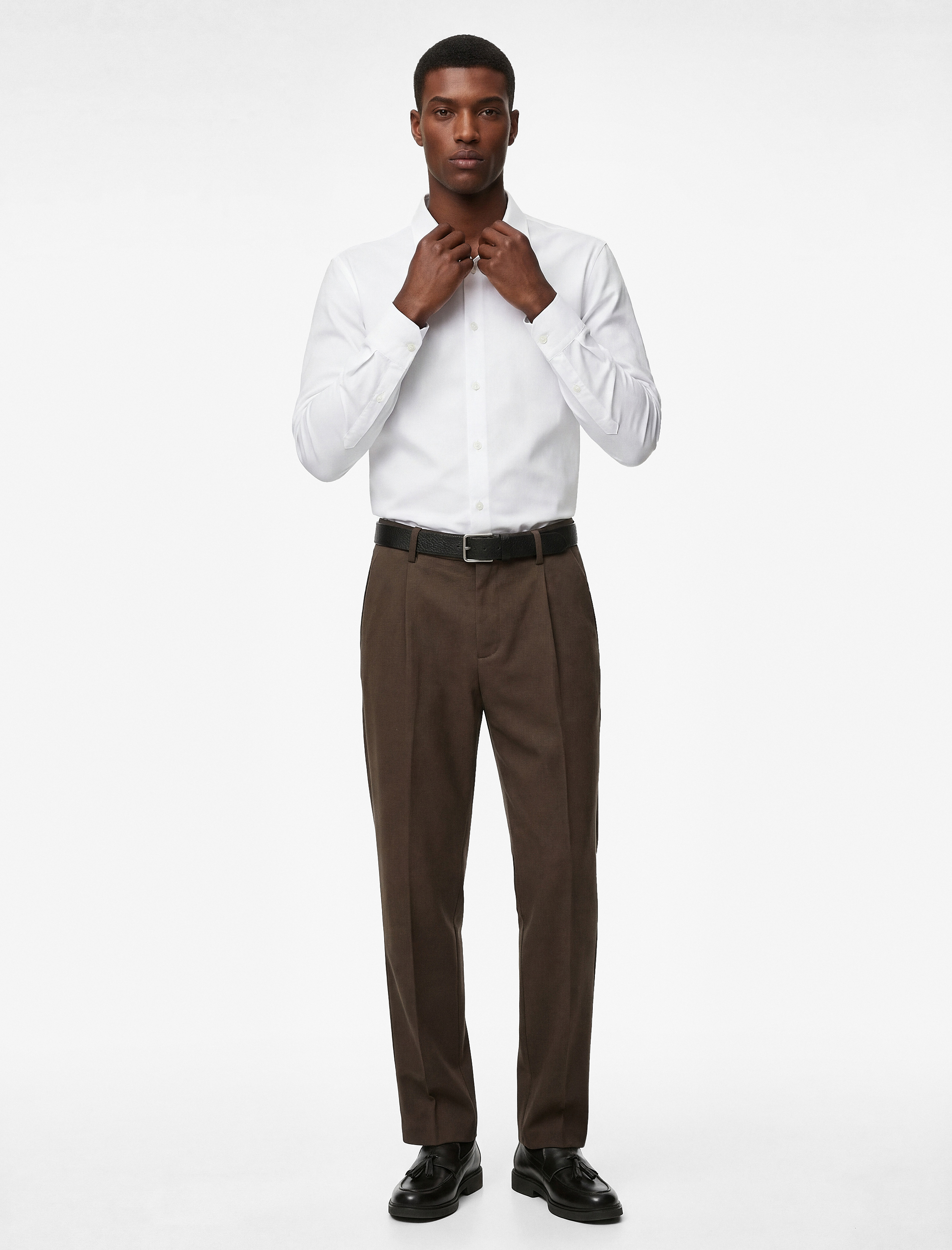   Uzun Kollu Yarım İtalyan Yaka Slim Fit Gömlek