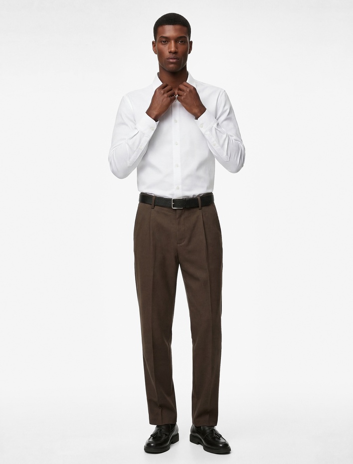  Uzun Kollu Yarım İtalyan Yaka Slim Fit Gömlek