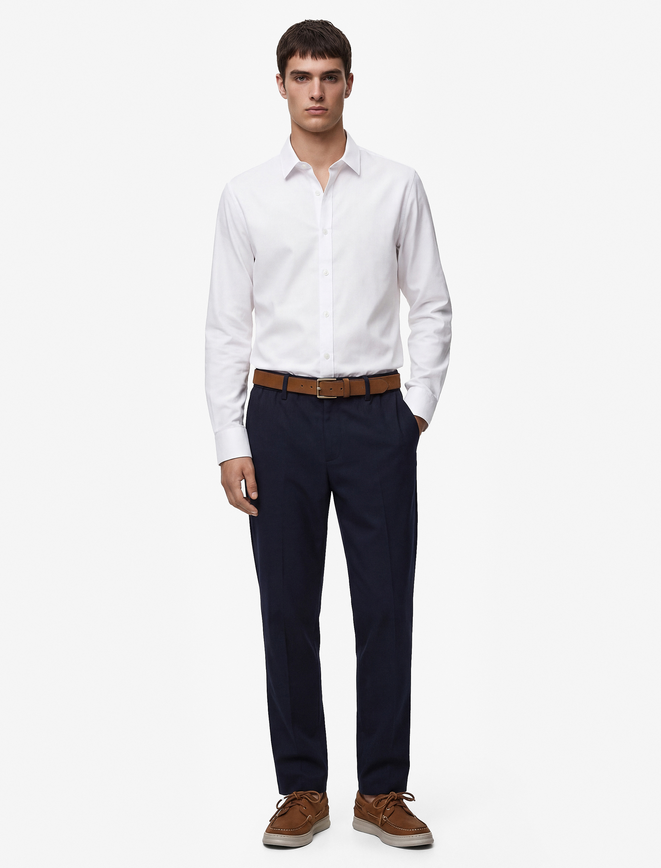   Uzun Kollu Yarım İtalyan Yaka Slim Fit Klasik Gömlek