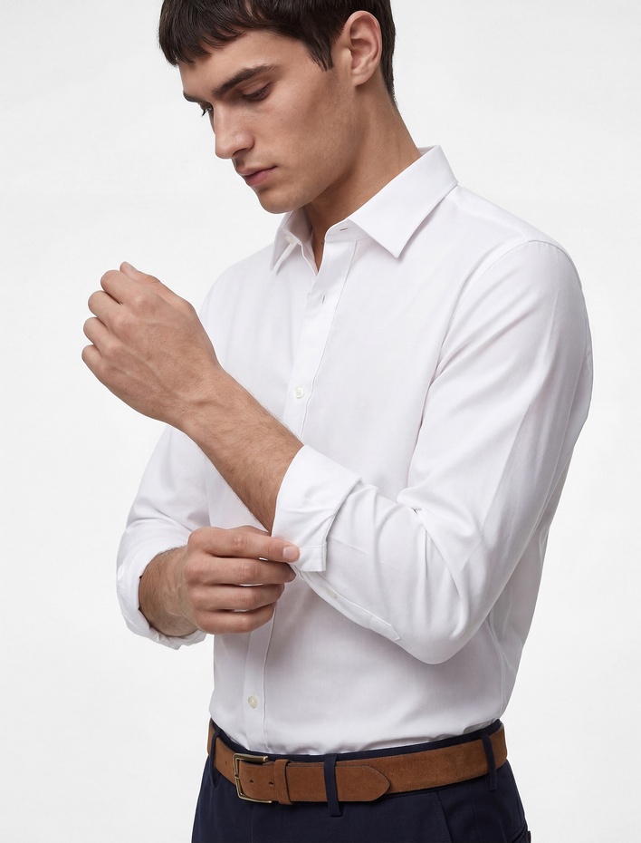  Uzun Kollu Yarım İtalyan Yaka Slim Fit Klasik Gömlek