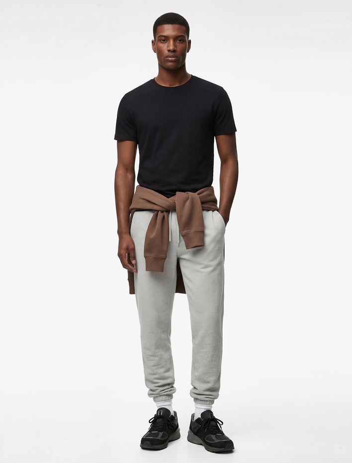  Regular Fit Kısa Kollu Viskon Karışımlı Bisiklet Yaka Basic Spor Tişört