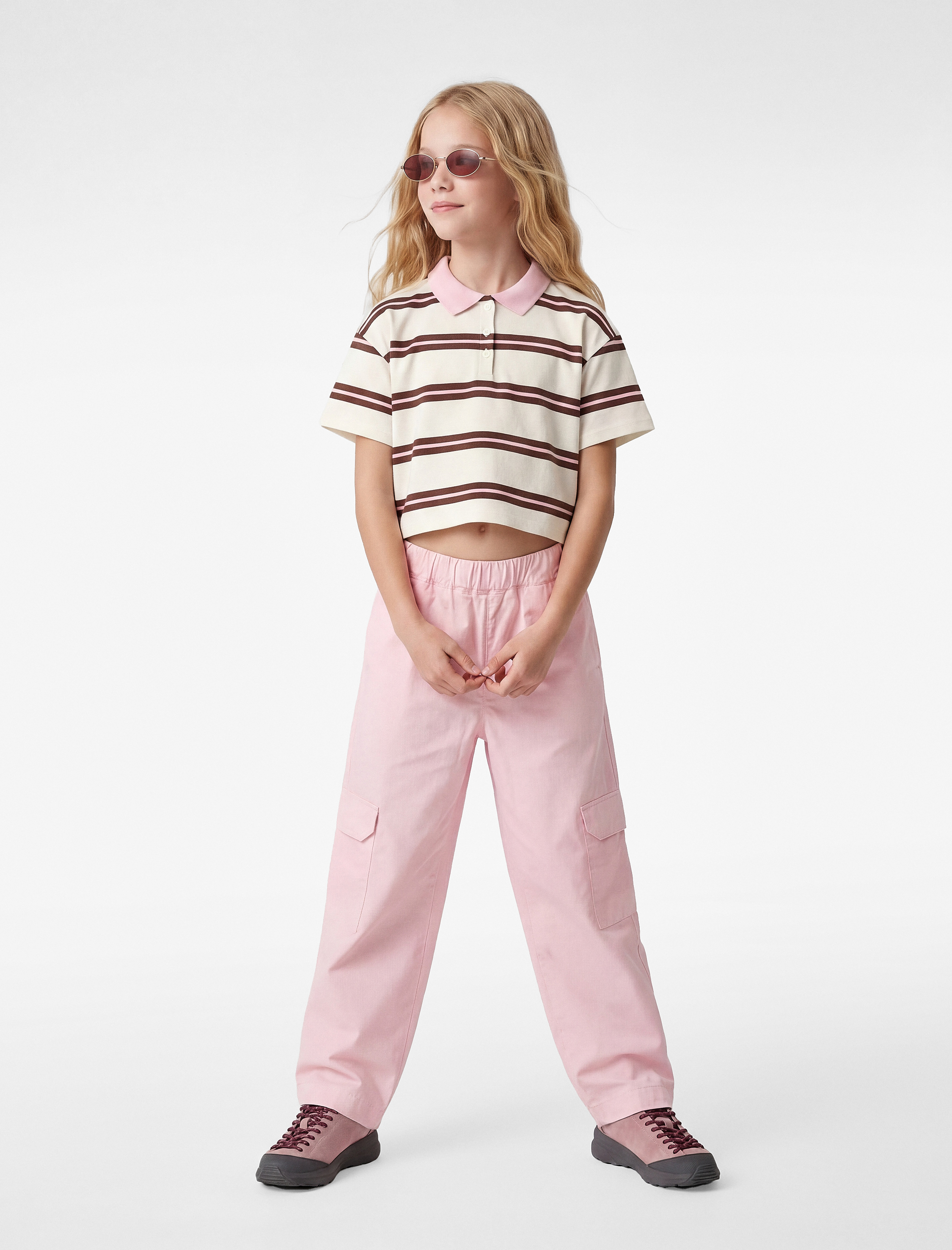  Kız Çocuk Pamuklu Kapaklı Rahat Kesim Kapaklı Cepli Jogger Pantolon