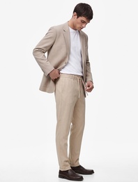 Duble Paça Cepli Viskon Karışımlı Beli Bağcıklı Düğmeli Kumaş Pantolon