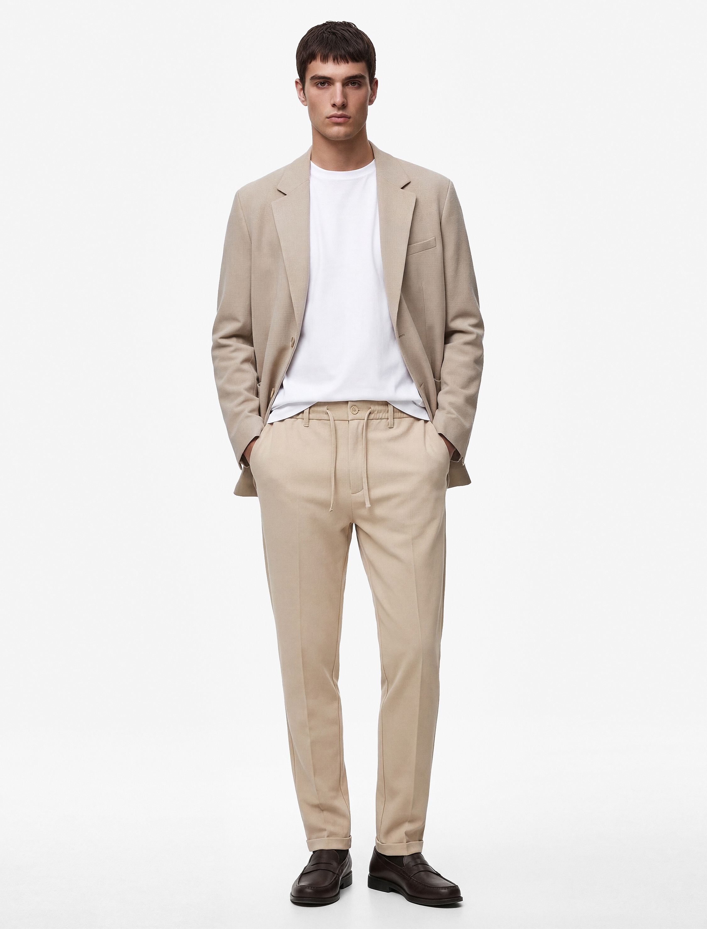 Duble Paça Cepli Viskon Karışımlı Beli Bağcıklı Düğmeli Kumaş Pantolon - Görsel 2