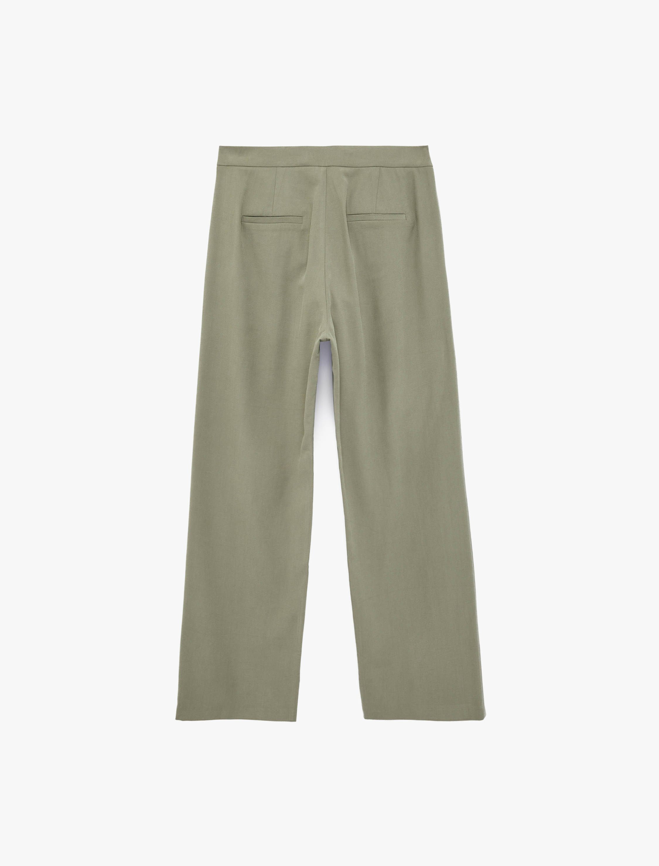 Kupro Viskon Kumaş Pile Detaylı Cepli Geniş Paça Palazzo Pantolon - Görsel 4