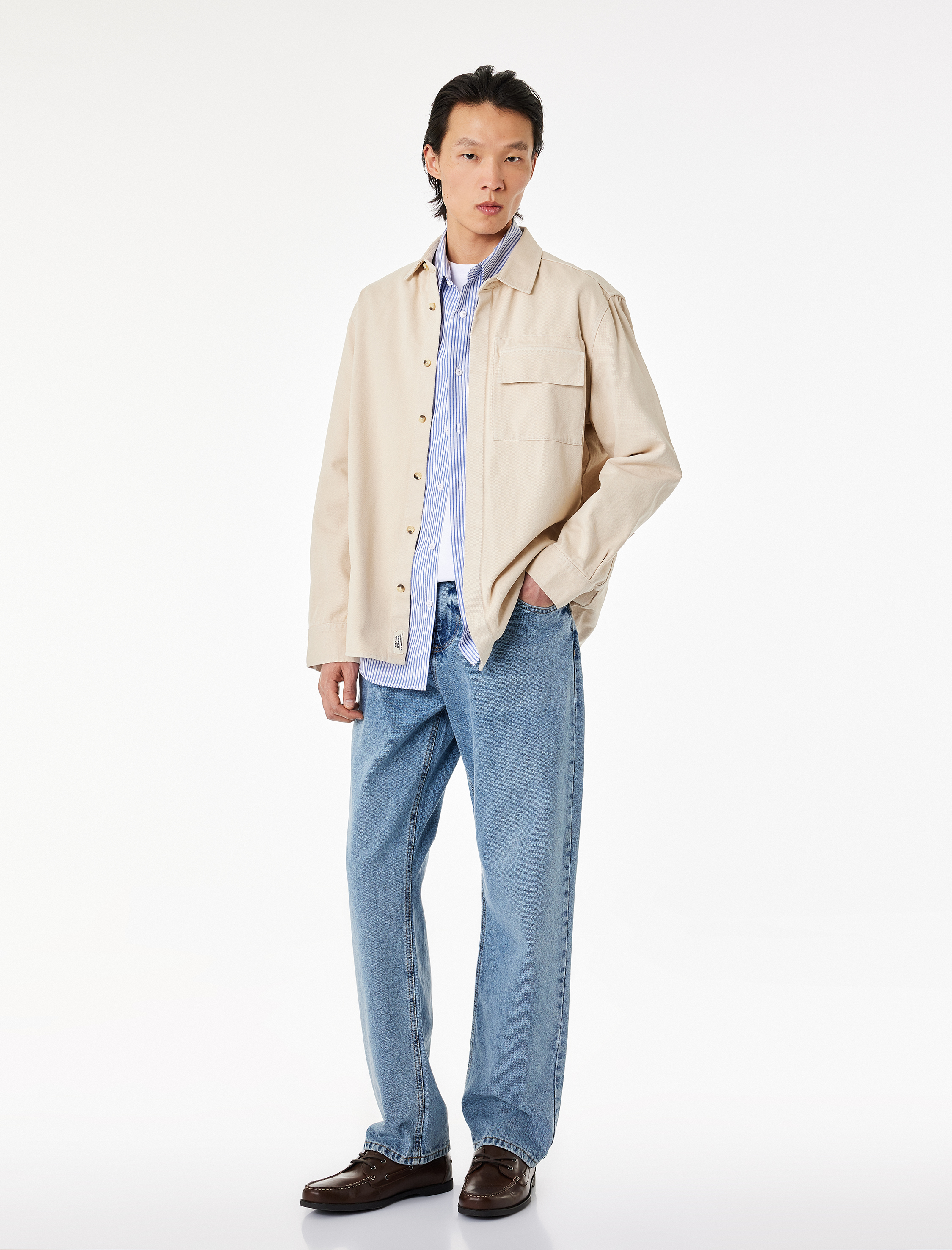   Normal Bel Düz Paça Pamuklu Vintage Straight Fit Jean Pantolon