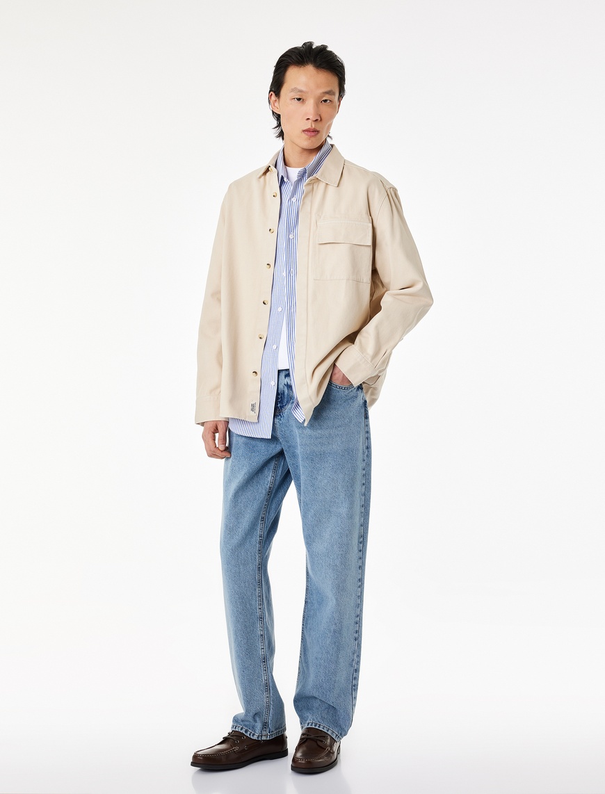 Koton Erkek Normal Bel Düz Paça Pamuklu Vintage Straight Fit Jean Pantolon
