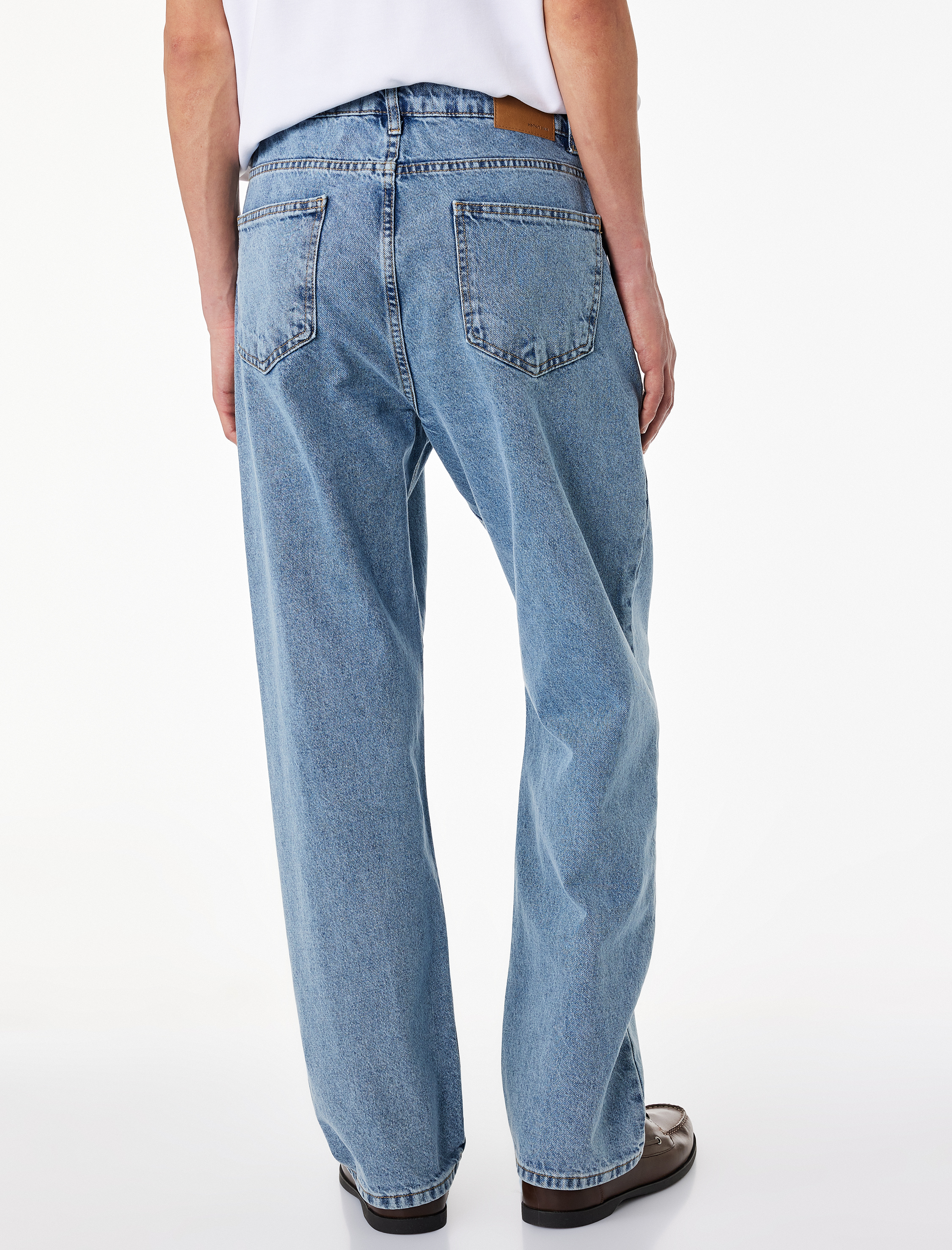   Normal Bel Düz Paça Pamuklu Vintage Straight Fit Jean Pantolon