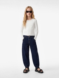 Pamuklu Balon Kesim Denim Pantolon