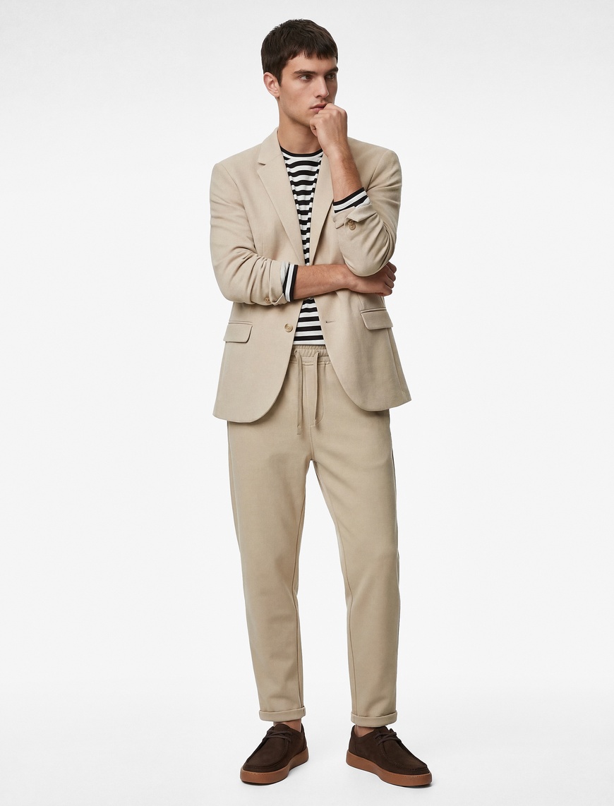 Koton Erkek Straight Fit Cepli Duble Paça Beli Bağcıklı Pantolon