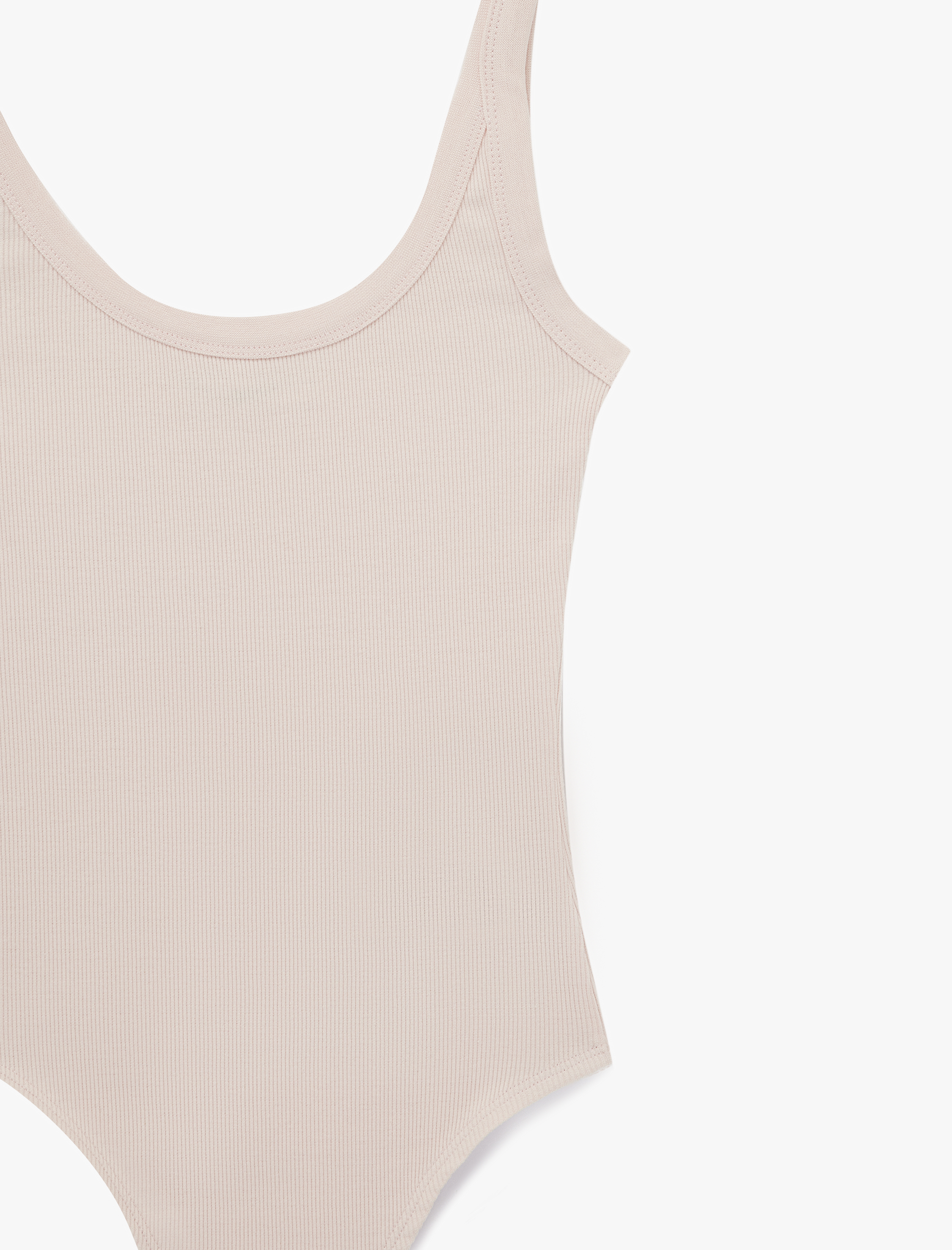   Slim Fit Kolsuz U Yaka Çıt Çıt Detaylı Body