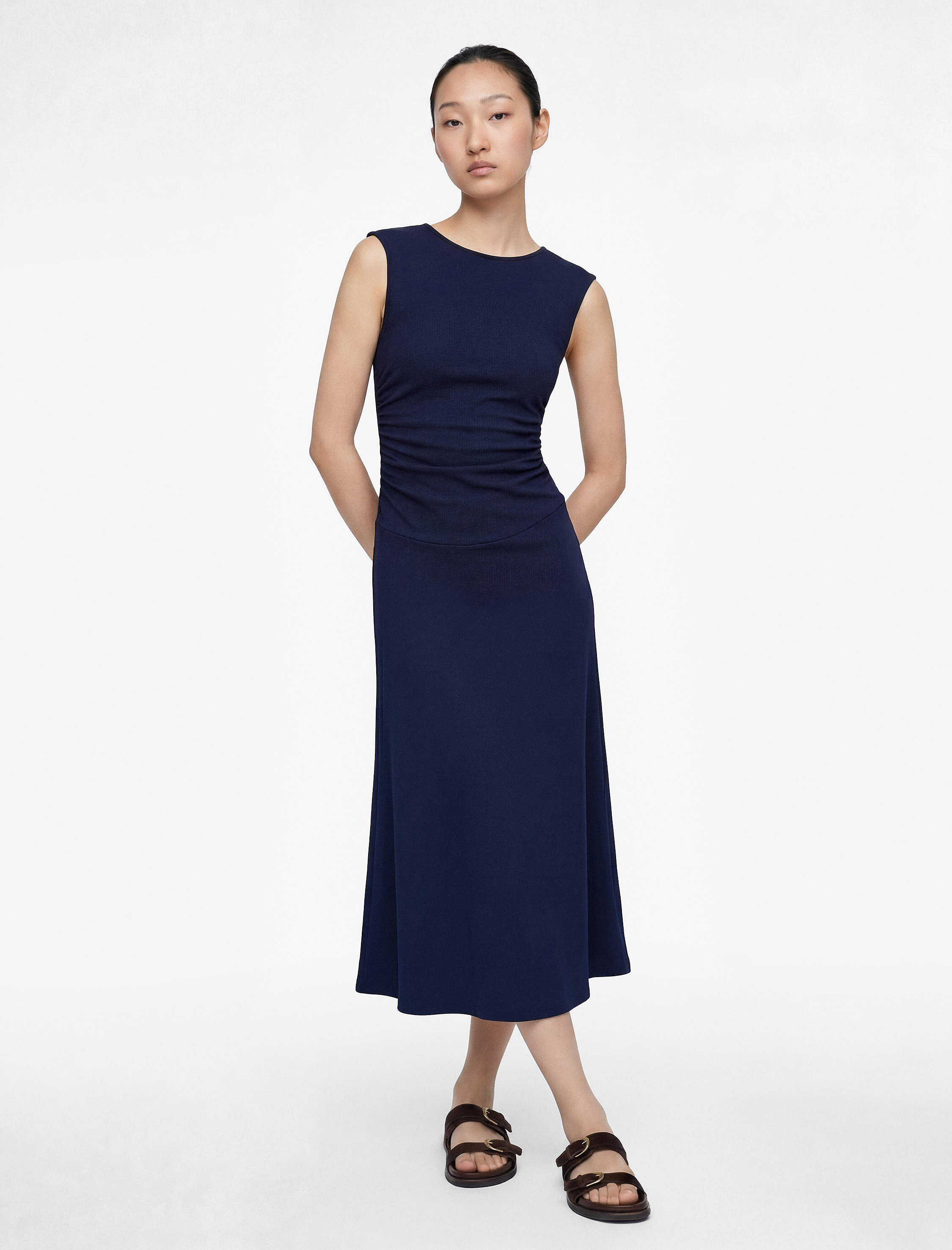   Kolsuz Bisiklet Yaka Slim Fit Maxi Elbise