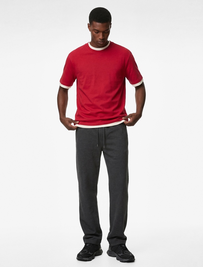  Rahat Kalıp Cepli Geniş Paça Beli Bağcıklı Spor Eşofman Altı