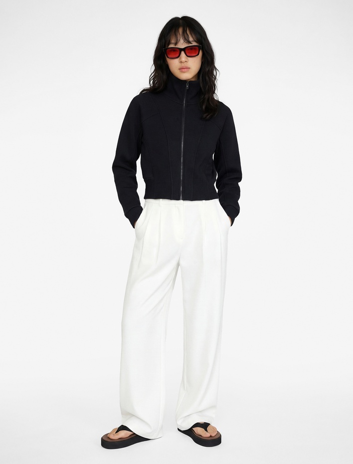  Şardonlu Uzun Kollu Klasik Yaka Fermuarlı Sweatshirt