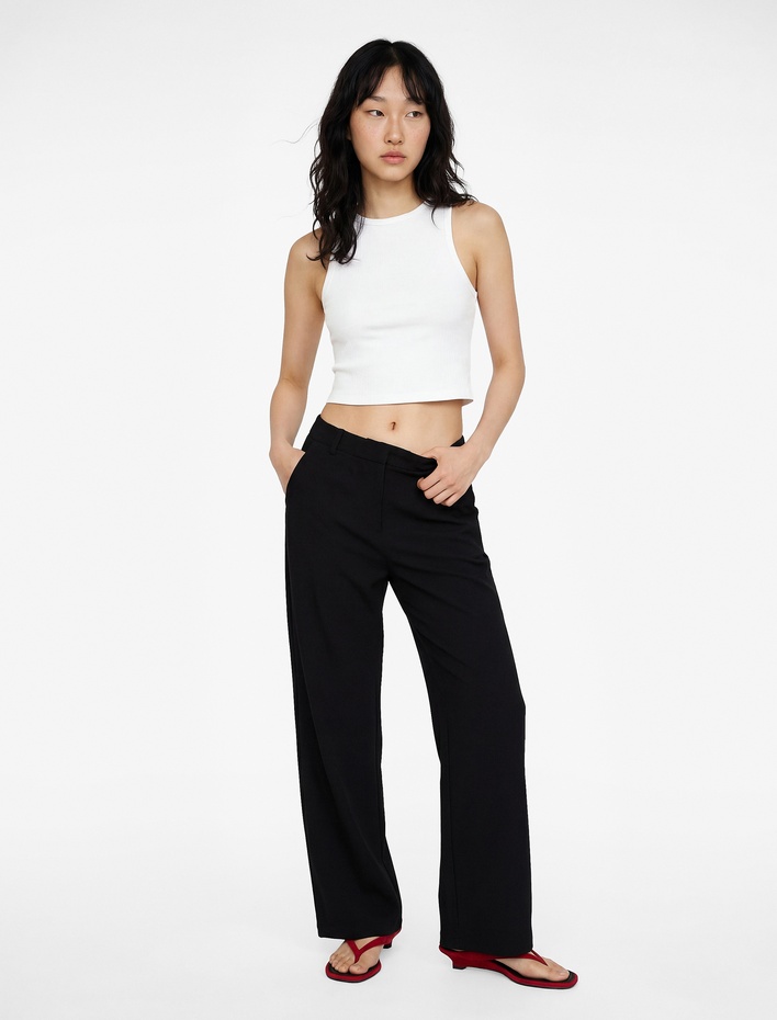  Kemerli Fleto Cepli Krep Scuba Pantolon