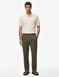 Regular Fit Viskon Polo Yaka Kısa Kollu Triko Tişört