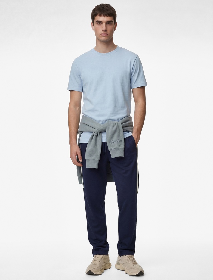  Rahat Kalıp Kısa Kollu Bisiklet Yaka Basic Spor Tişört