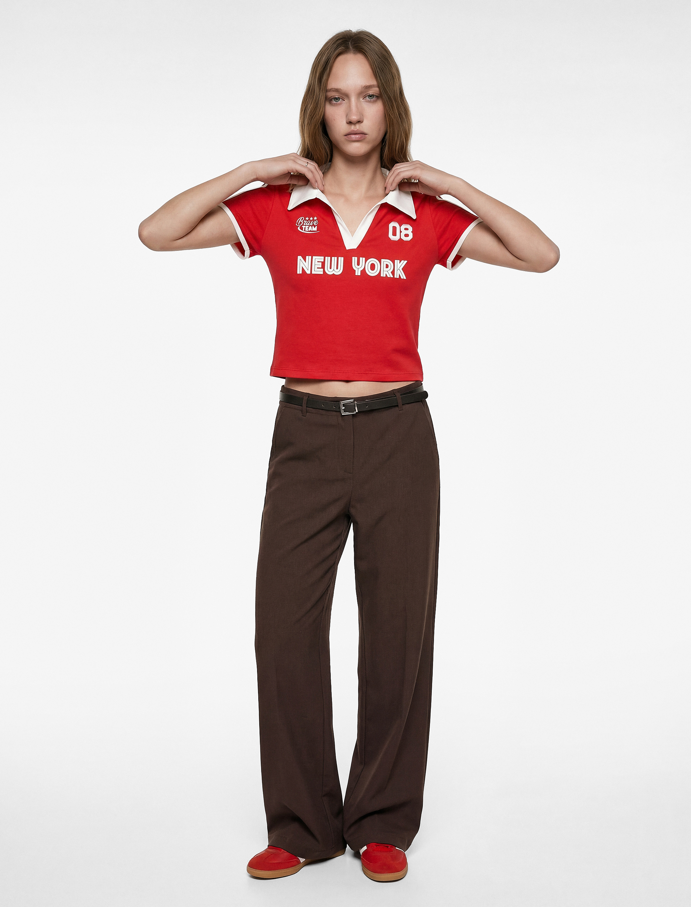   Cepli Kemerli Viskon Karışımlı Geniş Paça Pantolon