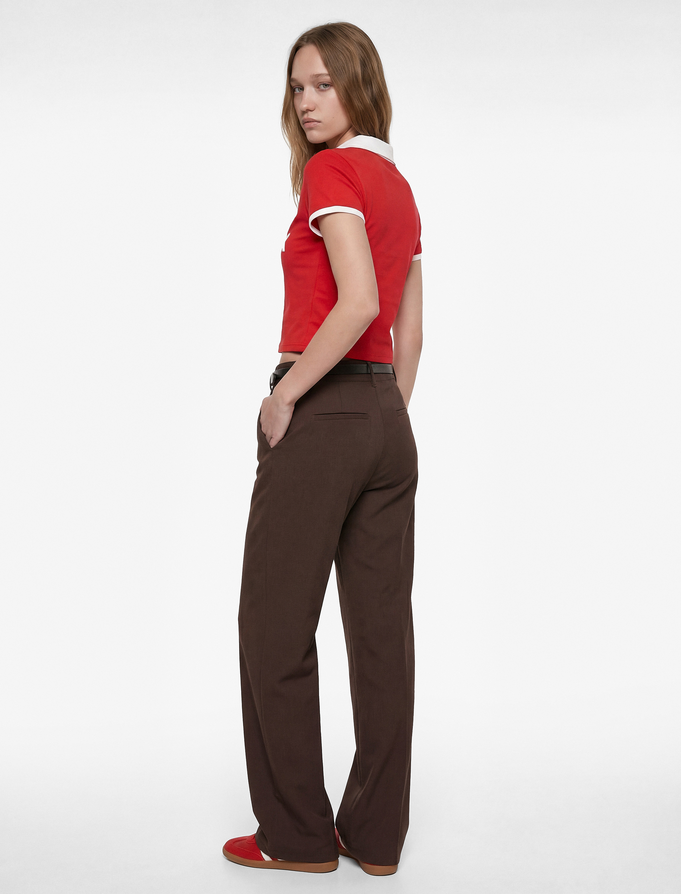   Cepli Kemerli Viskon Karışımlı Geniş Paça Pantolon