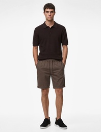 Regular Fit Viskon Polo Yaka Kısa Kollu Triko Tişört