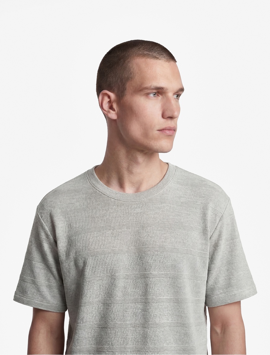 Koton Erkek Regular Fit Kısa Kollu Viskon Karışımlı Dokulu Bisiklet Yaka T-Shirt