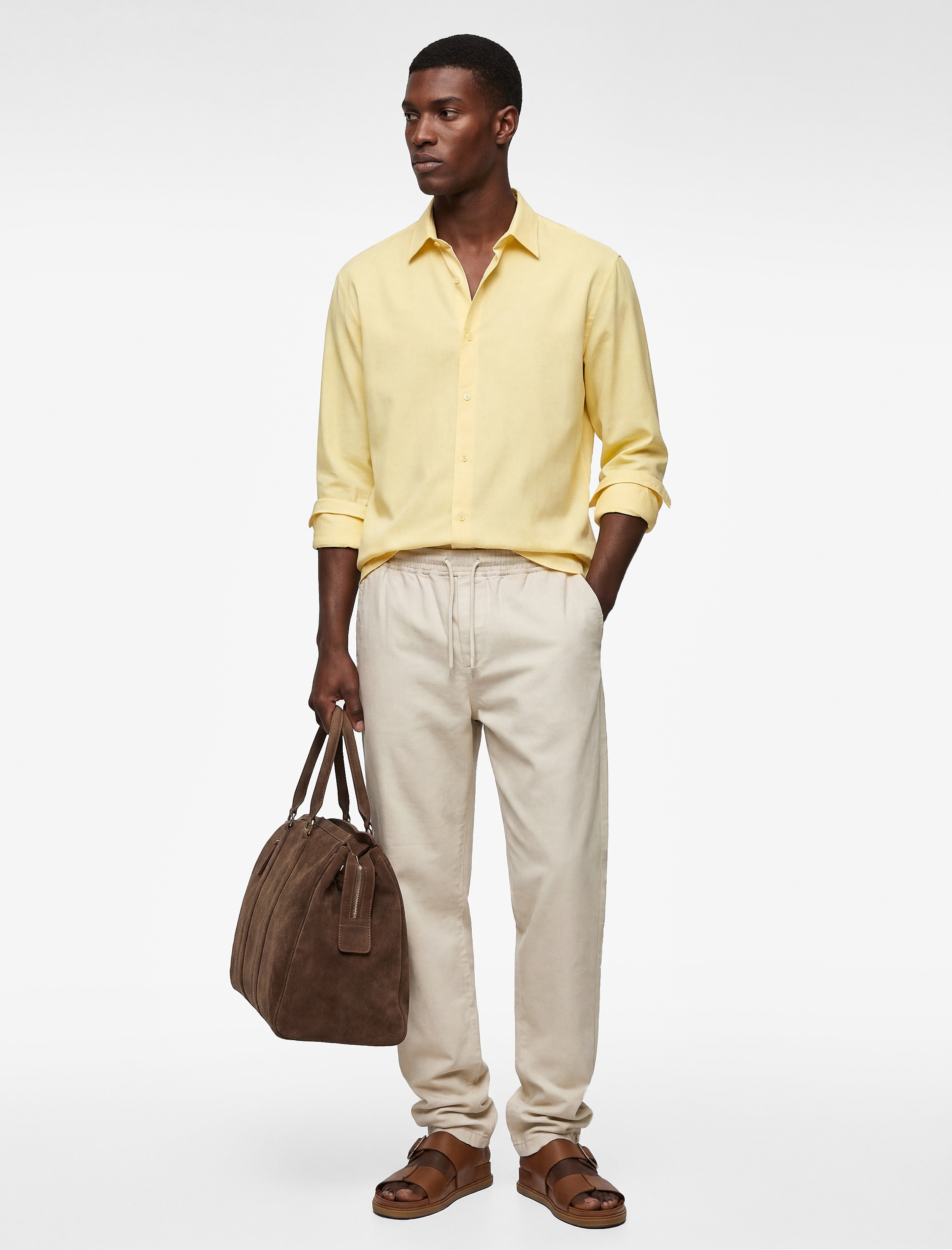 Regular Fit Uzun Kollu Klasik Yaka Düğmeli Pamuklu Gömlek