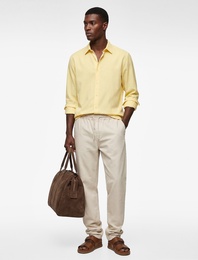 Regular Fit Uzun Kollu Klasik Yaka Düğmeli Pamuklu Gömlek