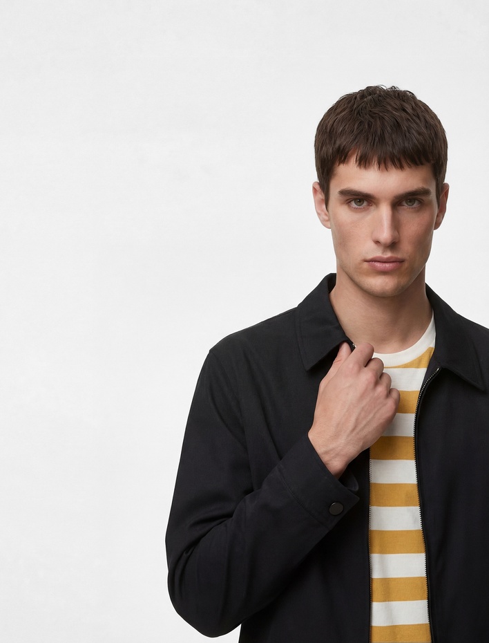  Regular Fit Pamuklu Uzun Kollu Gömlek Yaka Fermuarlı Ceket