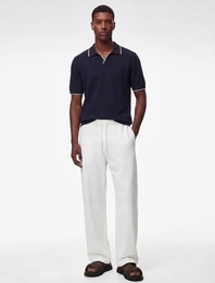 Regular Fit Pamuklu Çizgi Detaylı Polo Yaka Kısa Kollu Triko Tişört