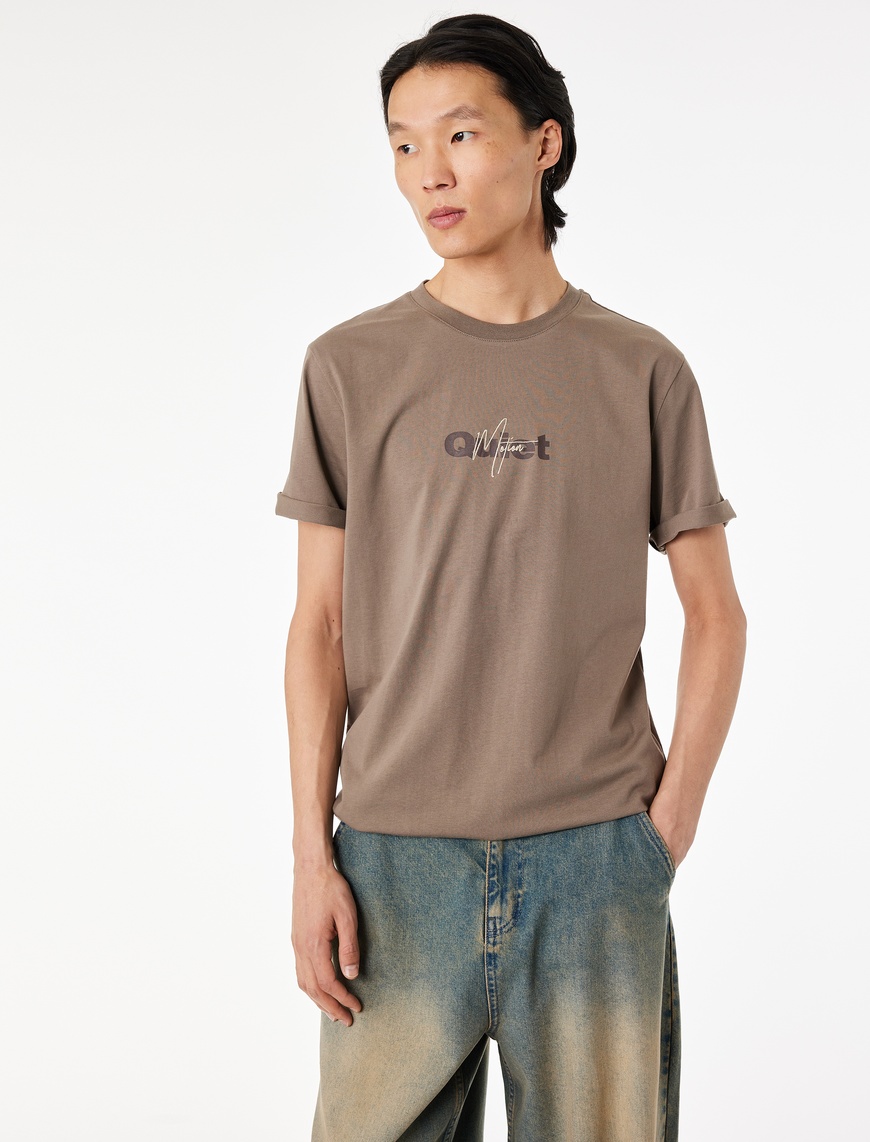 Koton Erkek Regular Fit Kısa Kollu Bisiklet Yaka Pamuklu Baskılı T-Shirt