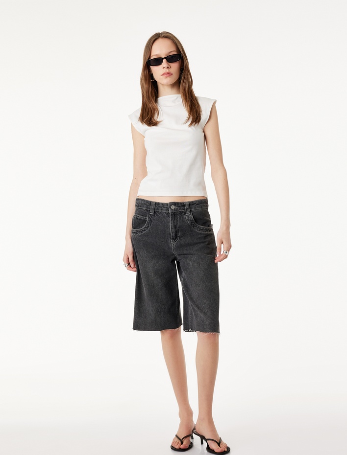  Pamuklu Kısa Kollu Bisiklet Yaka Drapeli Tişört